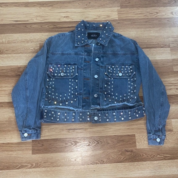 ❣️SOLD❣️Crystal Stud Denim Jacket - Picture 2 of 10
